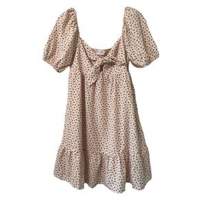 STORIA Bennett Textured Blush Floral Puff Sleeves Babydoll Mini Dress